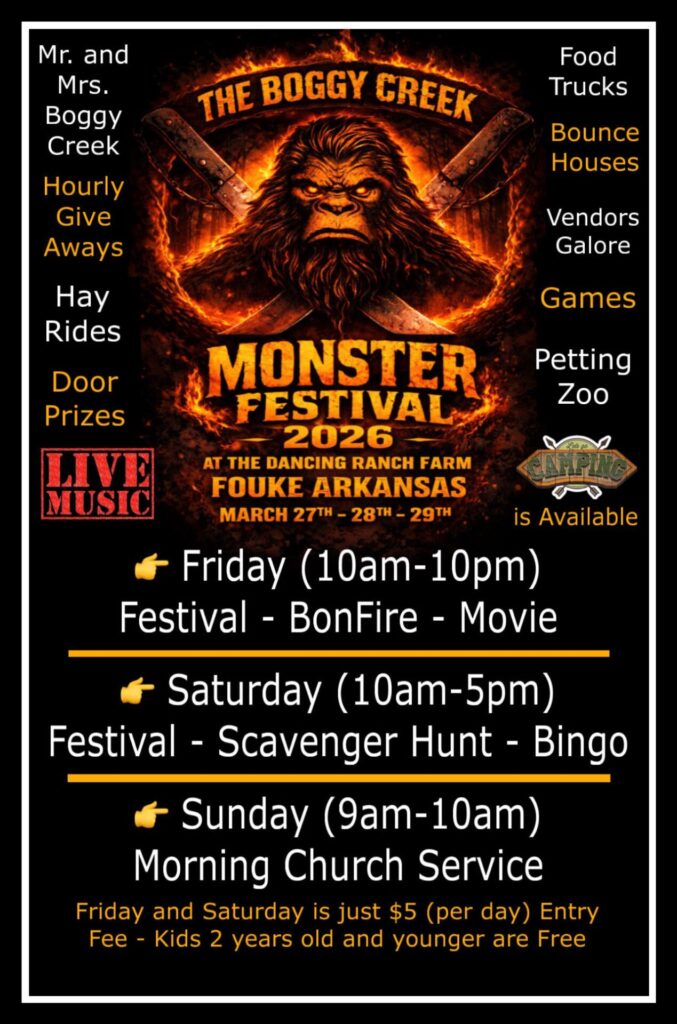 Poster for Boggy Creek Monster Festival in Fouke, Arkansas