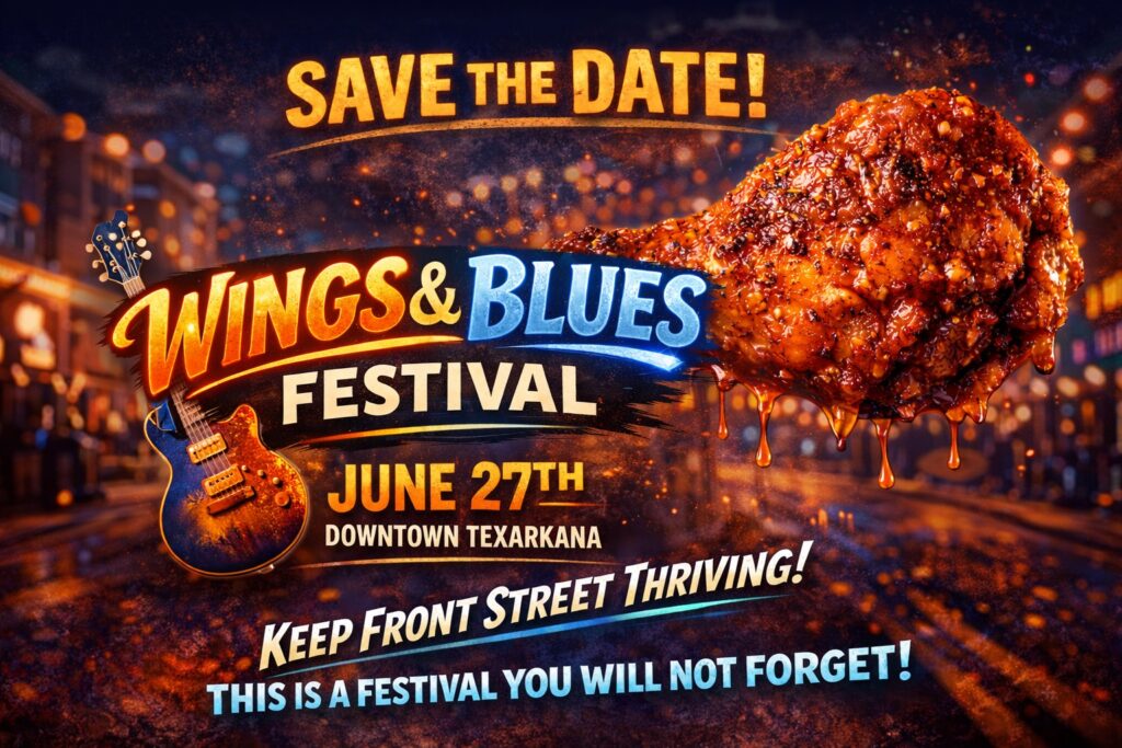 Poster for the Wings and Blues Festival in Texarkana Arkansas